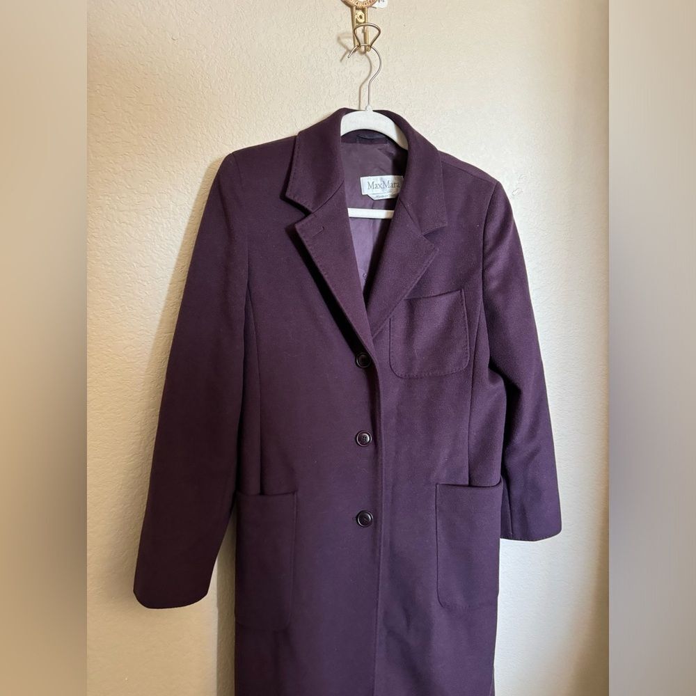 MaxMara Wool Long Coat‎ Size 38 in Purple